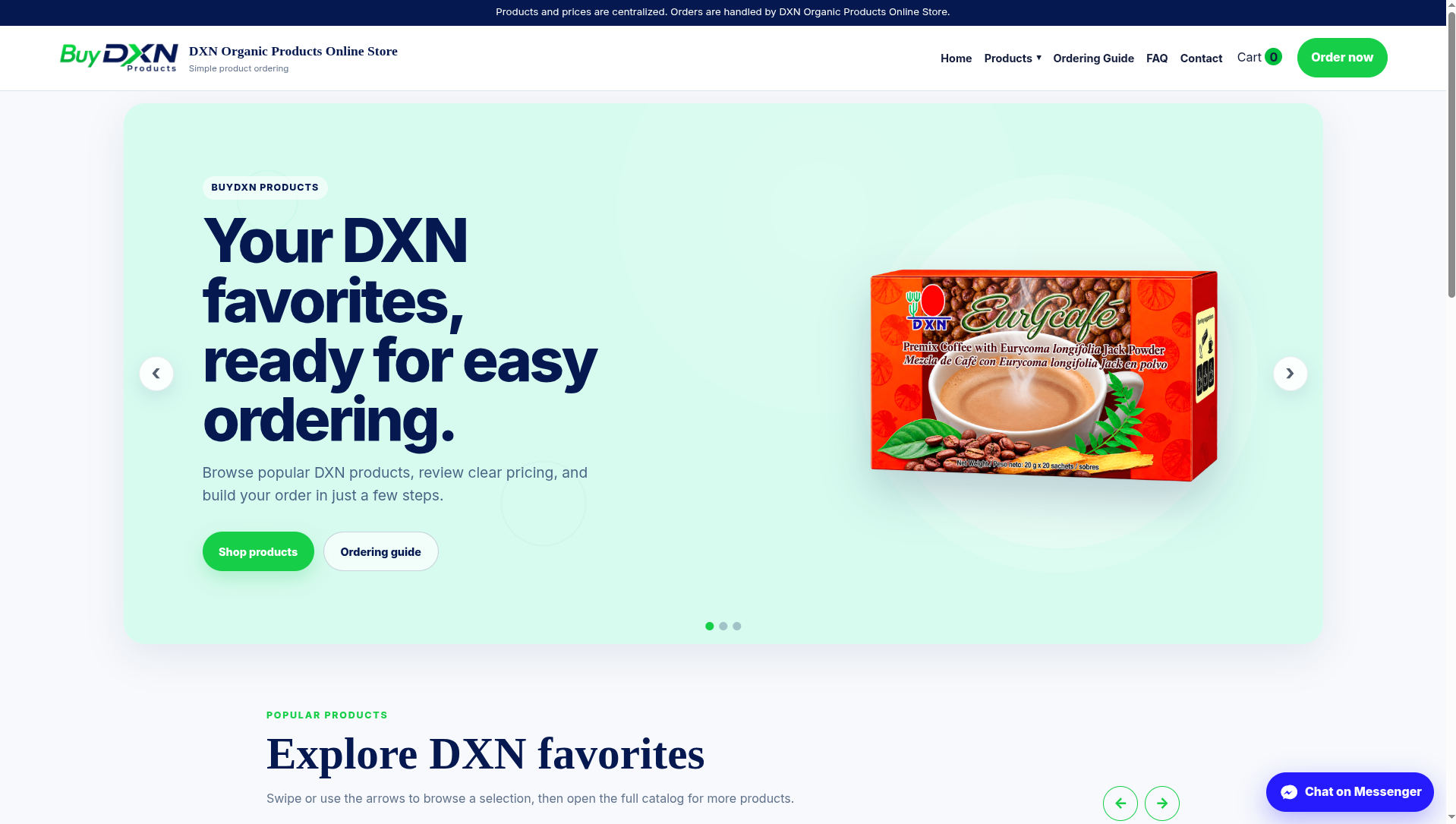 Buy DXN Products Seller Online Store project screenshot